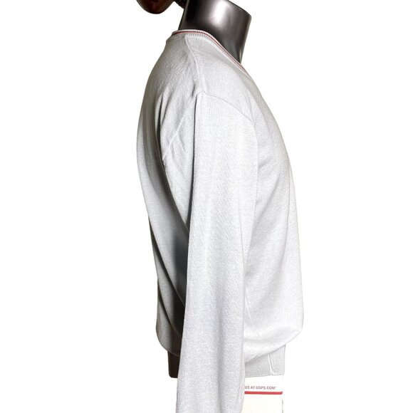 Mens  Gray  Sweater Pullover V Neck Preppy Y2K Shirt Size XL u - Picture 3 of 6